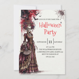 Gothic Lady Skeleton Halloween Party Invitation