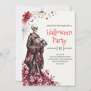 Gothic Lady Skeleton Halloween Party Invitation