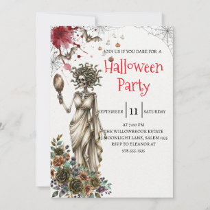Gothic Lady Skeleton Halloween Party Invitation