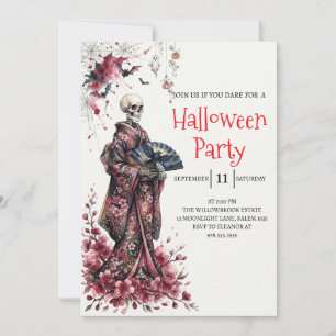 Gothic Lady Skeleton Halloween Party Invitation