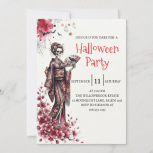 Gothic Lady Skeleton Halloween Party Invitation