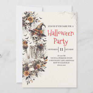 Gothic Lady Skeleton Halloween Party Invitation
