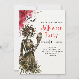 Gothic Lady Skeleton Halloween Party Invitation