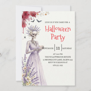 Gothic Lady Skeleton Halloween Party Invitation