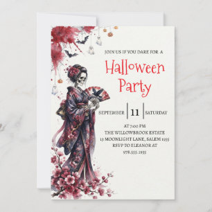 Gothic Lady Skeleton Halloween Party Invitation