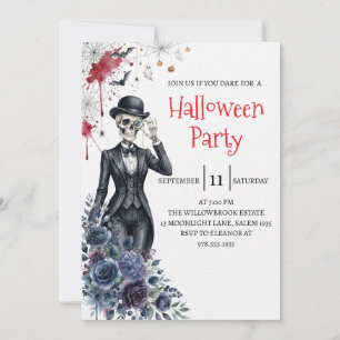 Gothic Lady Skeleton Halloween Party Invitation
