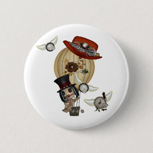 gothic laveau hot air balloon steampunk art button
