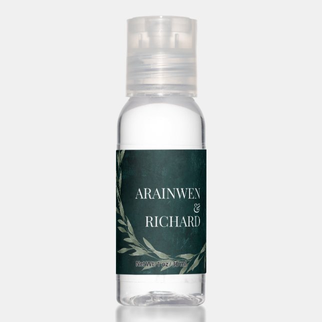 Gothic Leaves dreamy drama EMERALD GREEN, Hand Sanitizer (Front)