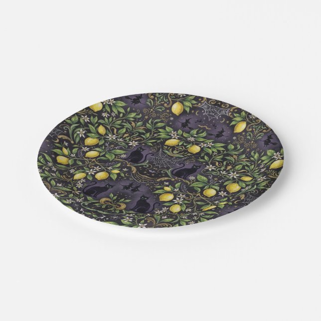 Gothic Lemon Halloween Paper Plates Pattern (Angled)