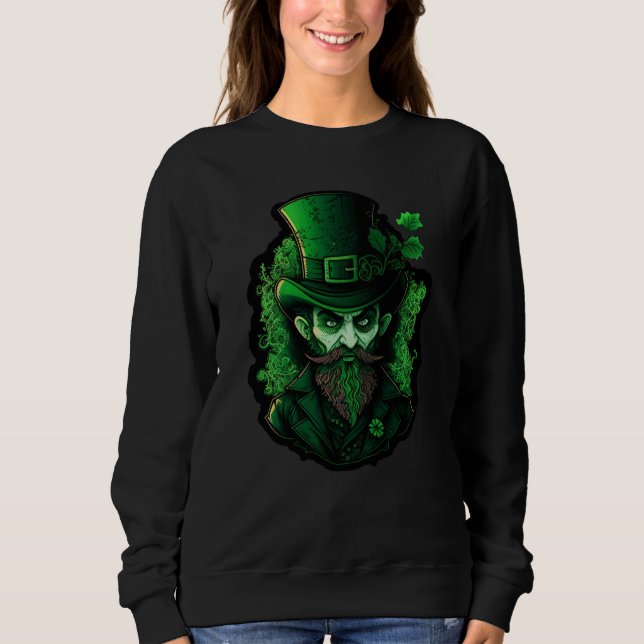 Gothic Leprechaun Creepy St Patrick Day Goth Sweatshirt (Front)