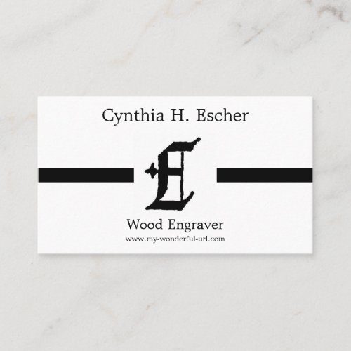Gothic Letter "E" Classic English Initial Business Card Template