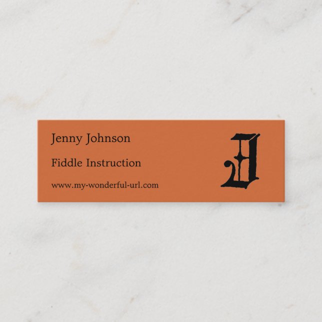 Gothic Letter "J" Classic English Initial Mini Business Card (Front)