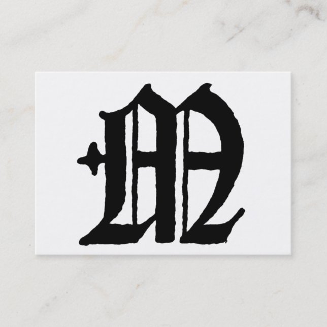 Gothic Letter "M" Classic English Initial Business Card (Front)