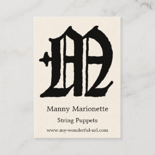 Gothic Letter "M" Classic English Initial Business Card