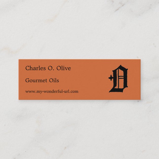 Gothic Letter "O" Classic English Initial Mini Business Card (Front)