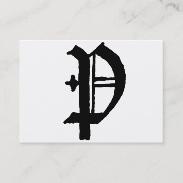 Gothic Letter "P" Classic English Initial Business Card (Front)