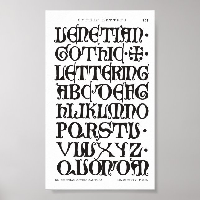 Gothic Letters Typography Print (Front)
