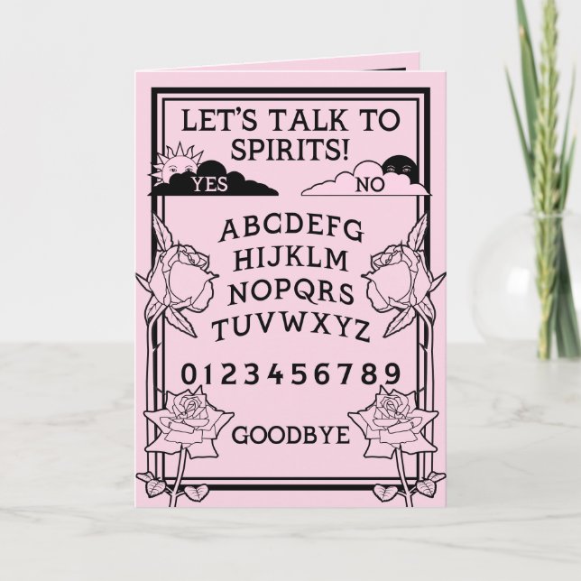 Gothic Light Pink Black Floral Spirit Board Card (Front)