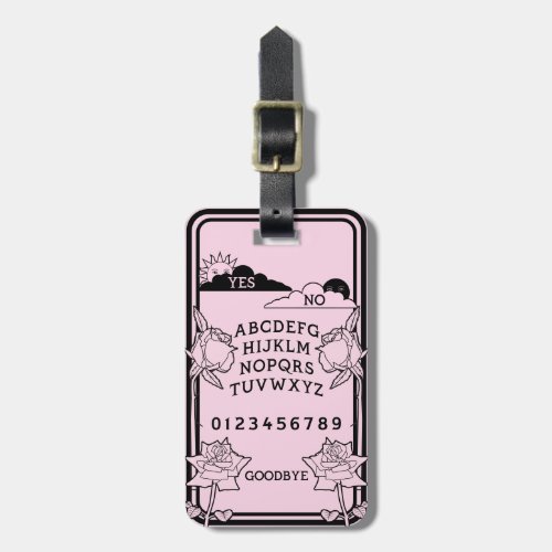 Gothic Light Pink Black Floral Spirit Board Luggage Tag