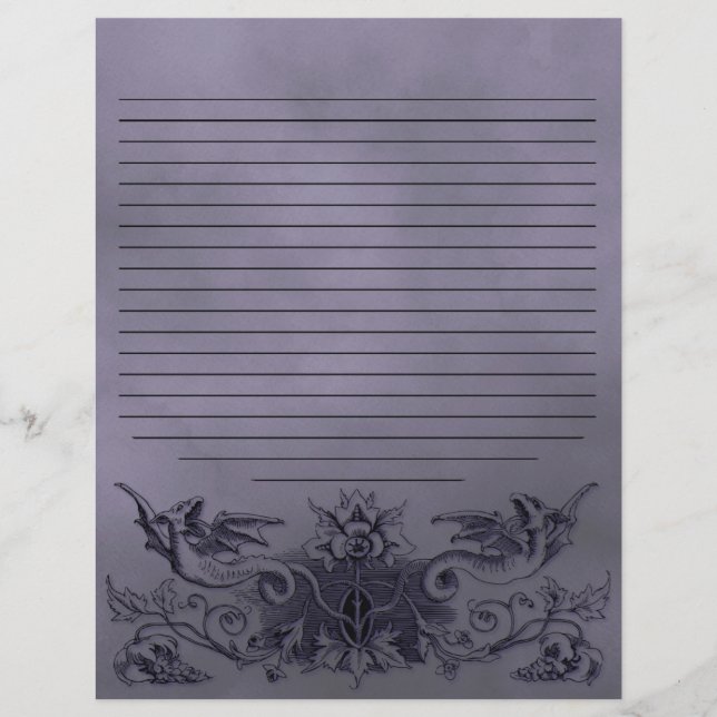 Gothic Light Purple Dragon Alchemy Spell Page (Front)