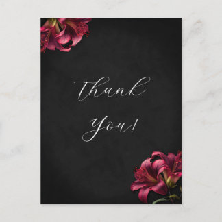 Gothic Lily Floral Wedding Thank You For Card