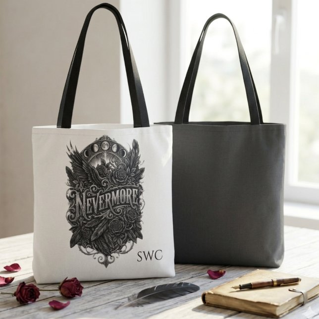 Gothic Literature Nevermore Raven Lover Tote Bag (Gothic nevermore raven book tote bag)