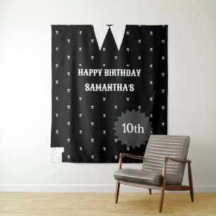 Gothic Little girl in black Birthday Backdrop