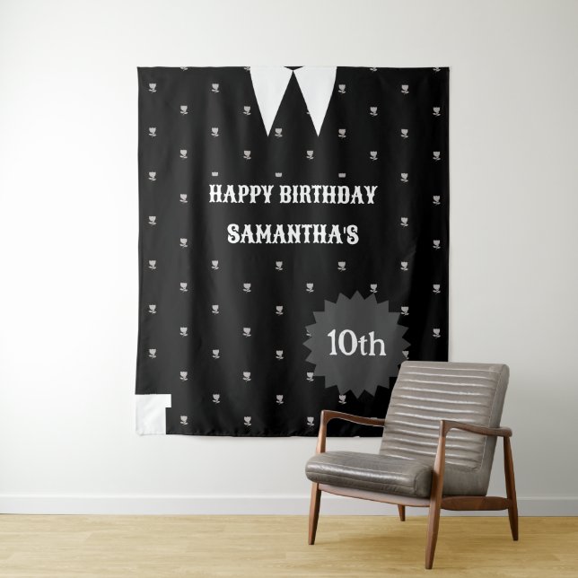 Gothic Little girl in black Birthday Backdrop (In Situ)