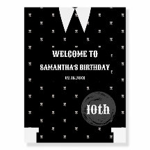 Gothic Little girl in black Birthday Welcome Sign