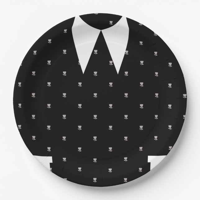 Gothic Little girl in black dress Birthday Paper Plates (Front)