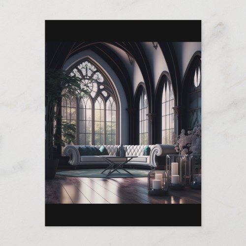 Gothic living room postcard