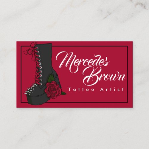Gothic Lolita Boot Red Tattoo Artist Business Card