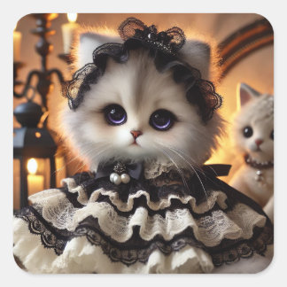 Gothic Lolita Cat Square Sticker