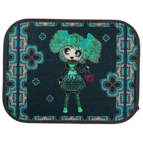 Gothic Lolita child emerald and black Car Floor Mat