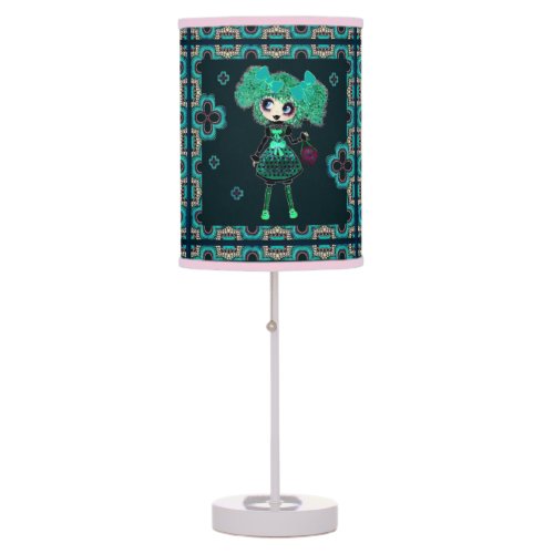 Gothic Lolita child emerald and black Table Lamp