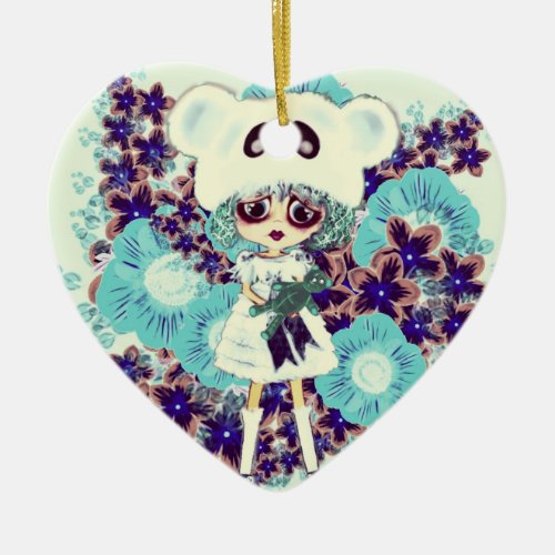 Gothic Lolita child ice Princess PinkyP _ why sad Ceramic Ornament