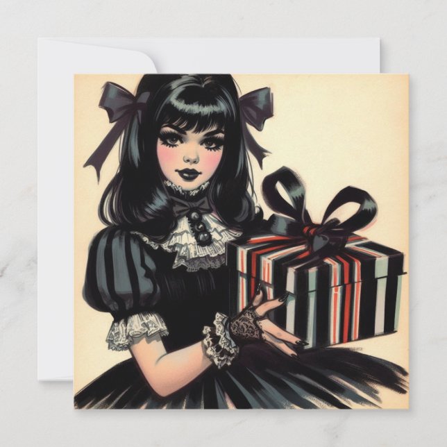 Gothic Lolita Spooky Goth Christmas  Holiday Card (Front)