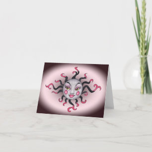 Gothic Look Fantasy Sun Gray Pretty Face Pink Card
