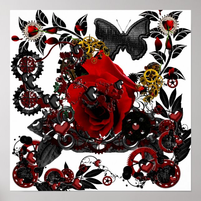gothic love steampunk funky design poster (Front)