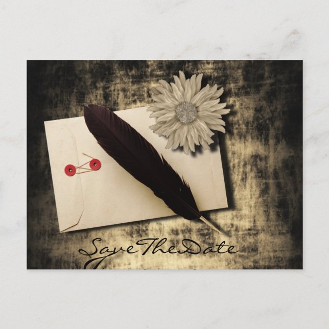 gothic love steampunk wedding save the date announcement postcard (Front)