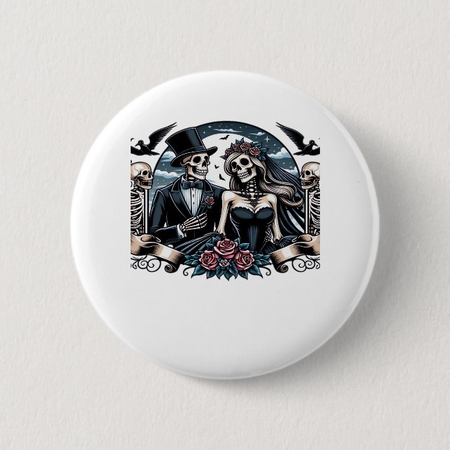 Gothic Love Till Death Do Us Part Romantic Style Button (Front)