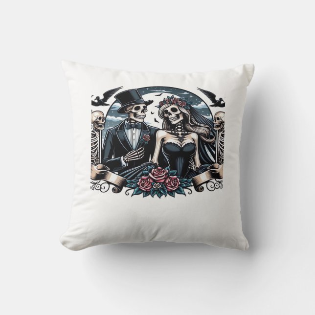 Gothic Love Till Death Do Us Part Romantic Style Throw Pillow (Front)