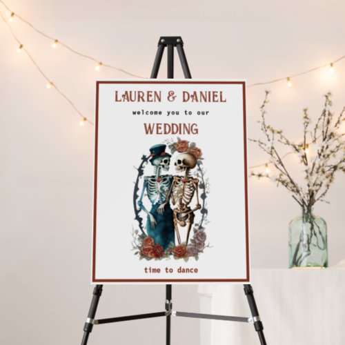 Gothic Lovers Skeleton Couple Welcome to Wedding Foam Board