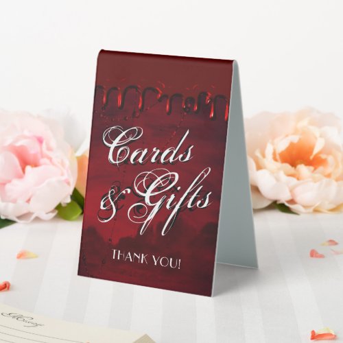 Gothic Luxe  Black and Blood Red Cards Gifts Table Tent Sign