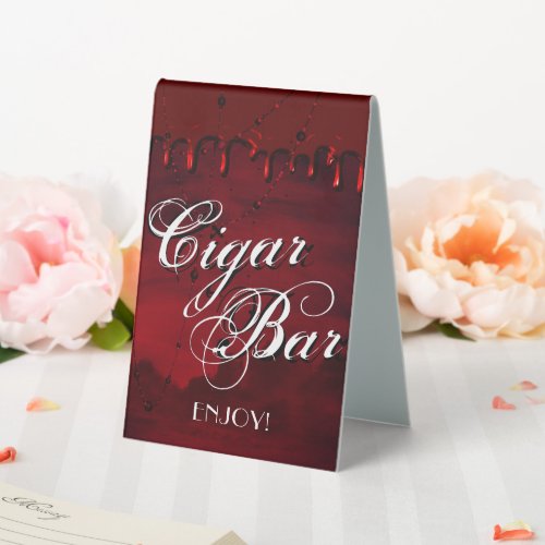 Gothic Luxe  Black and Blood Red Cigar Bar Table Tent Sign