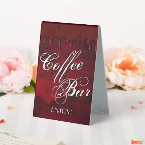 Gothic Luxe  Black and Blood Red Coffee Bar Table Tent Sign