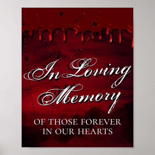 Gothic Luxe | Black and Dark Red In Loving Memory Poster (Front)