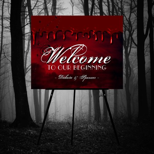 Gothic Luxe  Black and Dark Red Wedding Welcome Poster