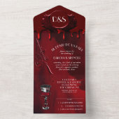 Gothic Luxe | Black and Red Blood Drip Wedding All In One Invitation (Inside)