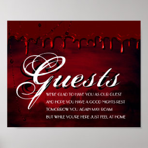 Gothic Luxe Black and Red Our of Town Guests Poster